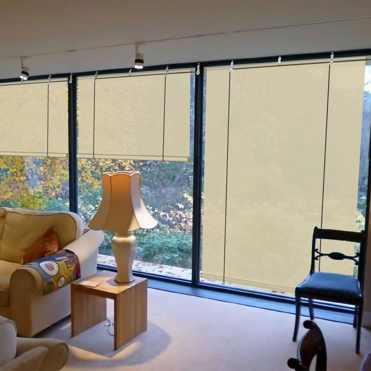 Outdoor Roll Up Shade Beige Roller Shade UV Blind for Patio Porch Pergola Gabezo