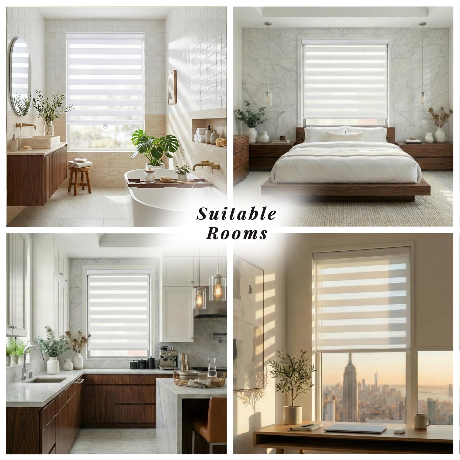 Cordless Zebra Blinds Light Filtering Dual-Layer Window Shades for Privacy Po…