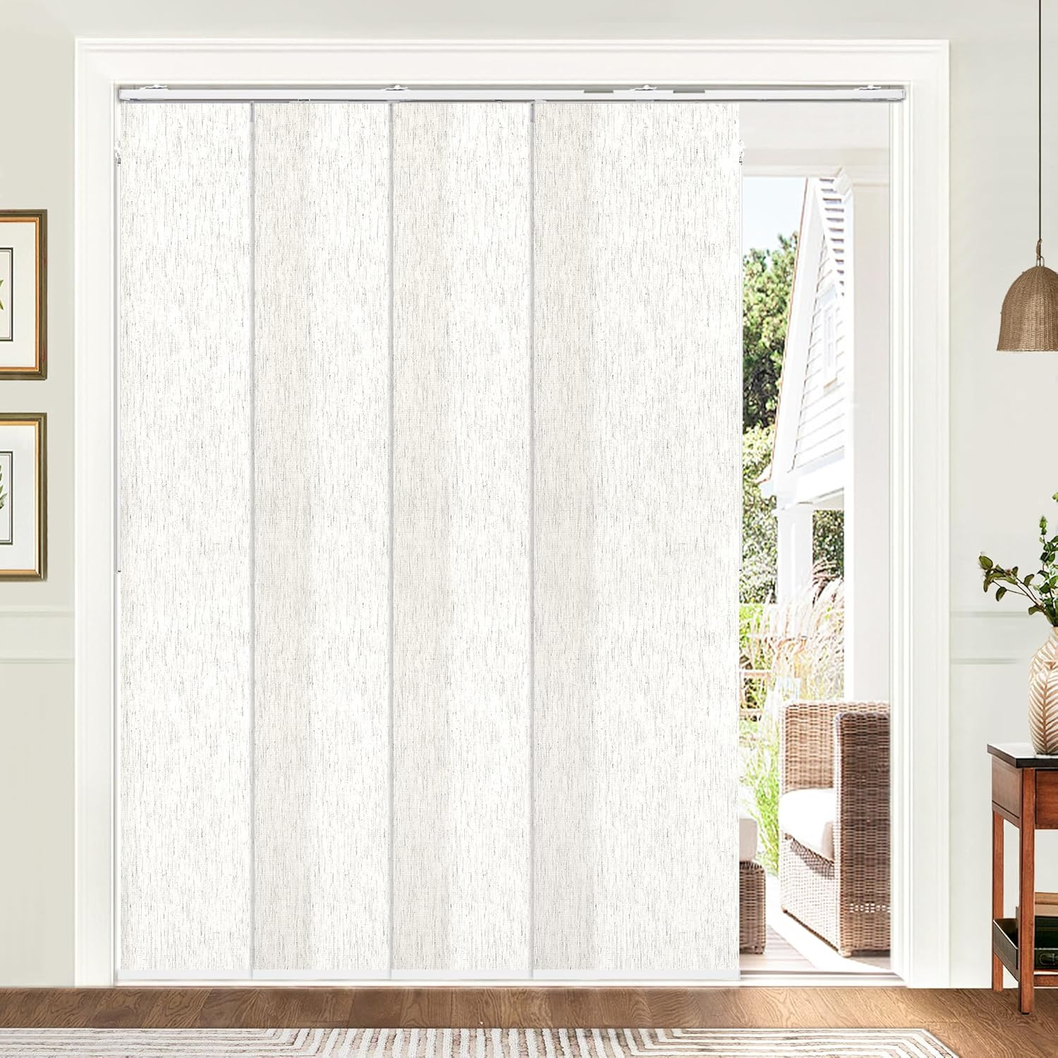 Linen Panel Track Blinds for Sliding Doors, Adjustable & Light Filtering