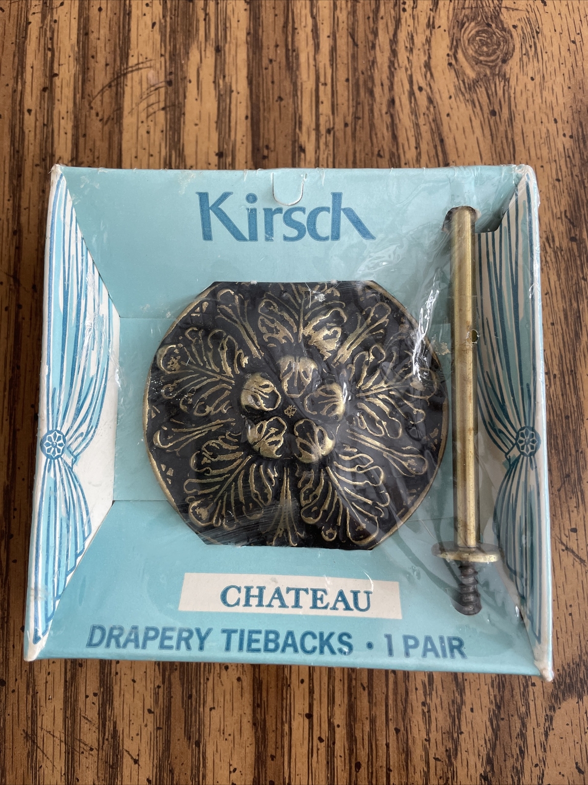 VINTAGE Kirsch Drapery Tiebacks Holdbacks #7603 Pair Set Of 2 Bronze NOS Chateau