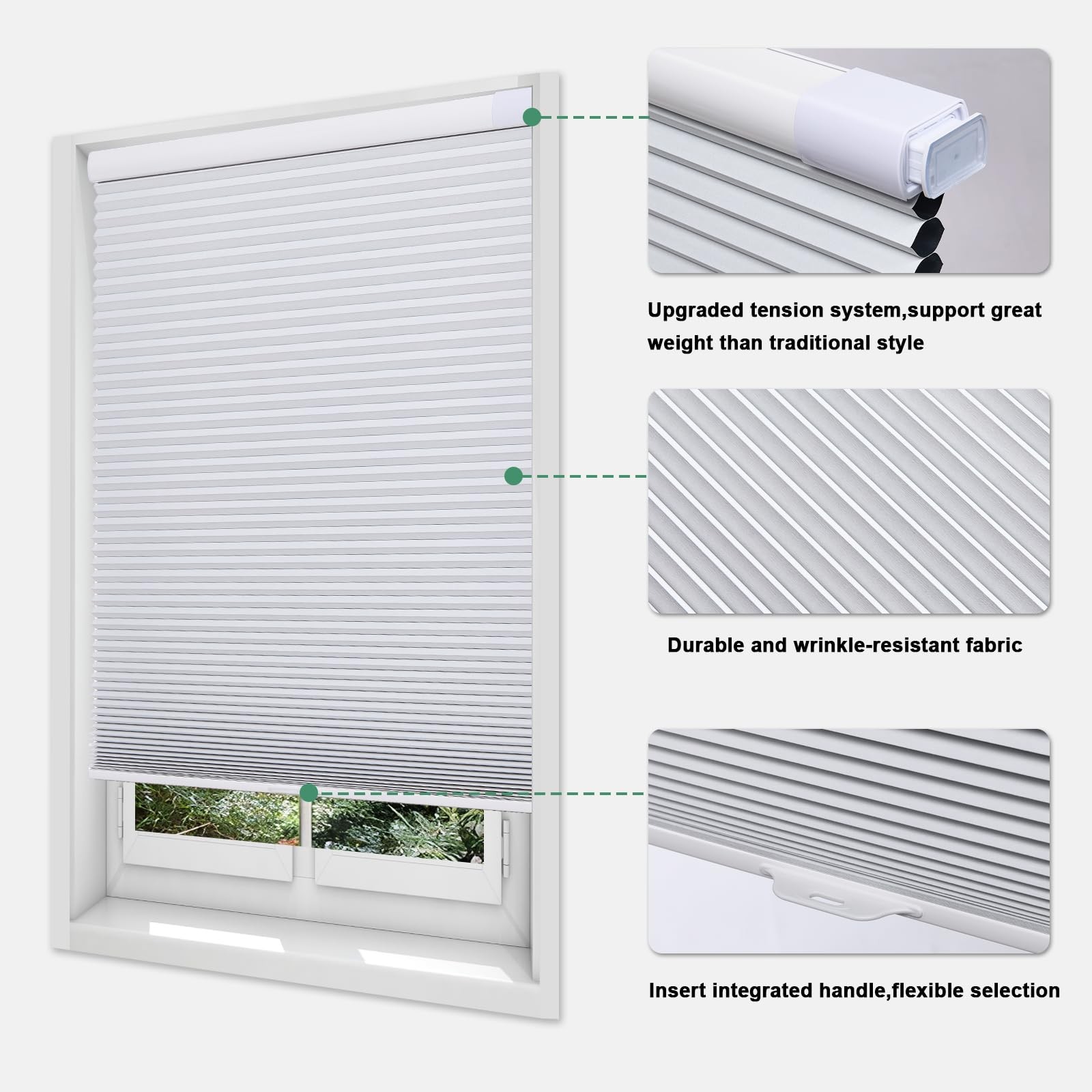 Tonature Upgrade No Drill No Tools Cellular Shades For Indoor Windows 38Mm