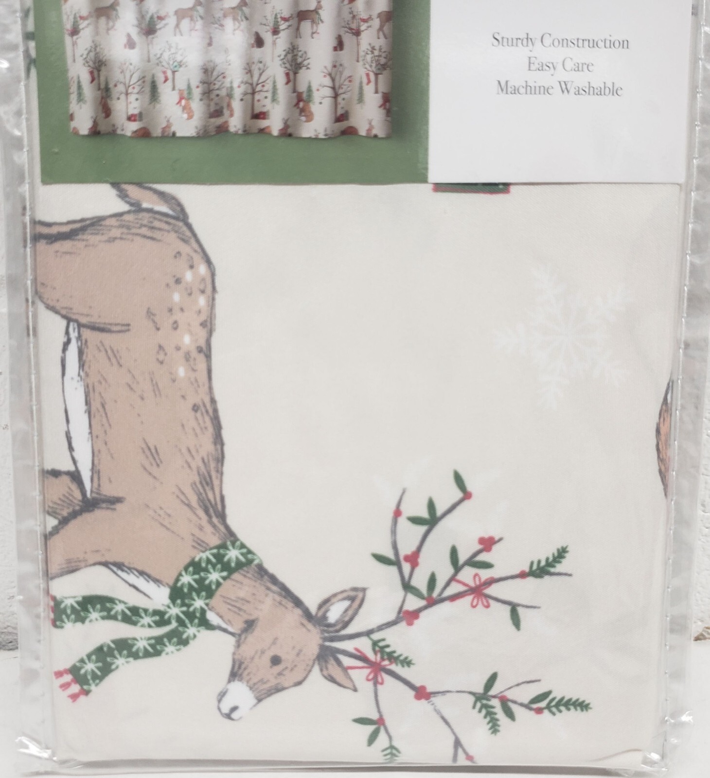1 Fabric Printed Kitchen Valance (58″x13″) CHRISTMAS,WINTER WOODLAND ANIMALS,SKL