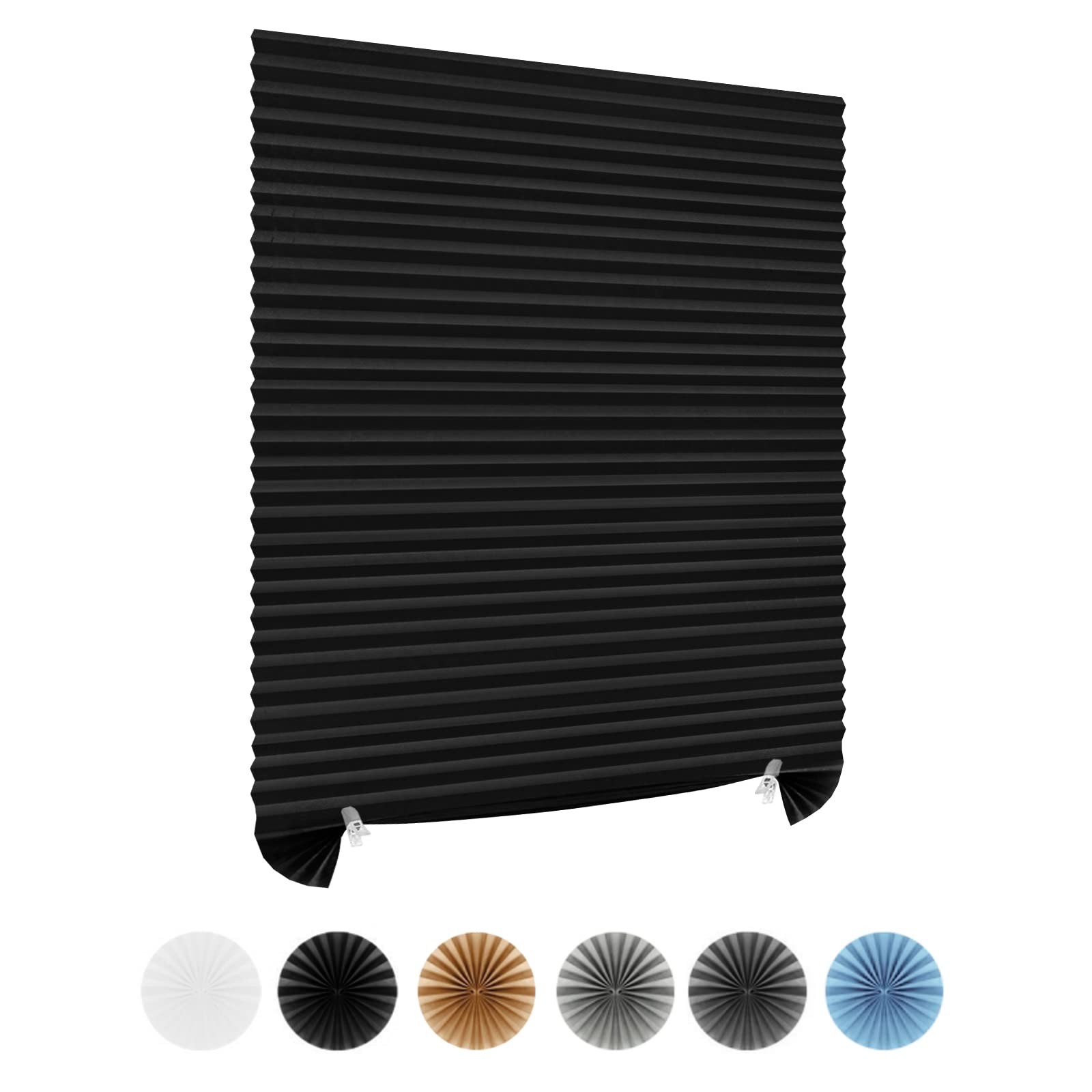 Window Blinds Cordless Blackout No Drill Cut to 24″W x 59″H, Black – 1 Pack