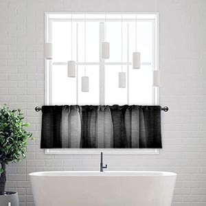 2 Pack Valances Window Treatments, Black and Grey Striped Abstract Blackout