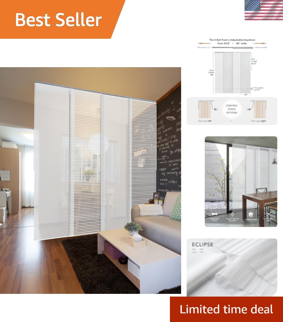 Adjustable Sliding Panel Hanging Room Dividers, Vertical Blind for Windows Do…