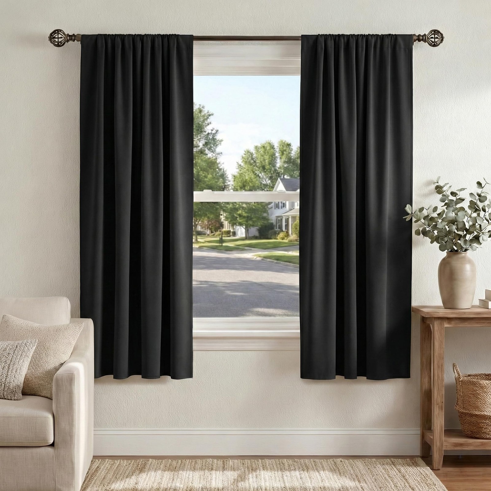 PONY DANCE Black Out Curtains 72 inch Long Blackout Solid Rod Pocket Thermal…