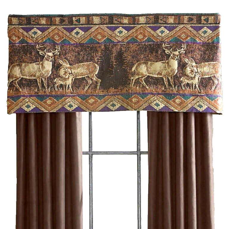 Croscill Deer Tailored Valance Chippewa Cabin Hunting Camp Lodge 54″W 22″L