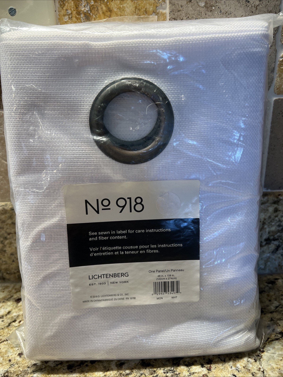 No 918 Montego Casual Textured Grommet Single Curtain Panel 48″x108″ White