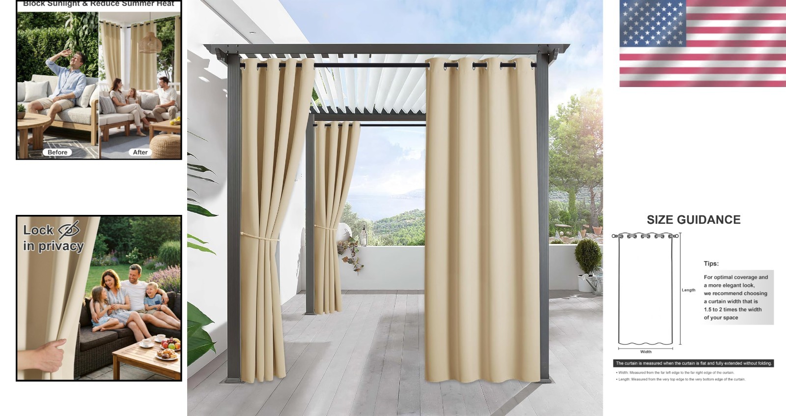 Heavy Duty Outdoor Curtains 52×84 – Waterproof, Privacy & Thermal Insulation