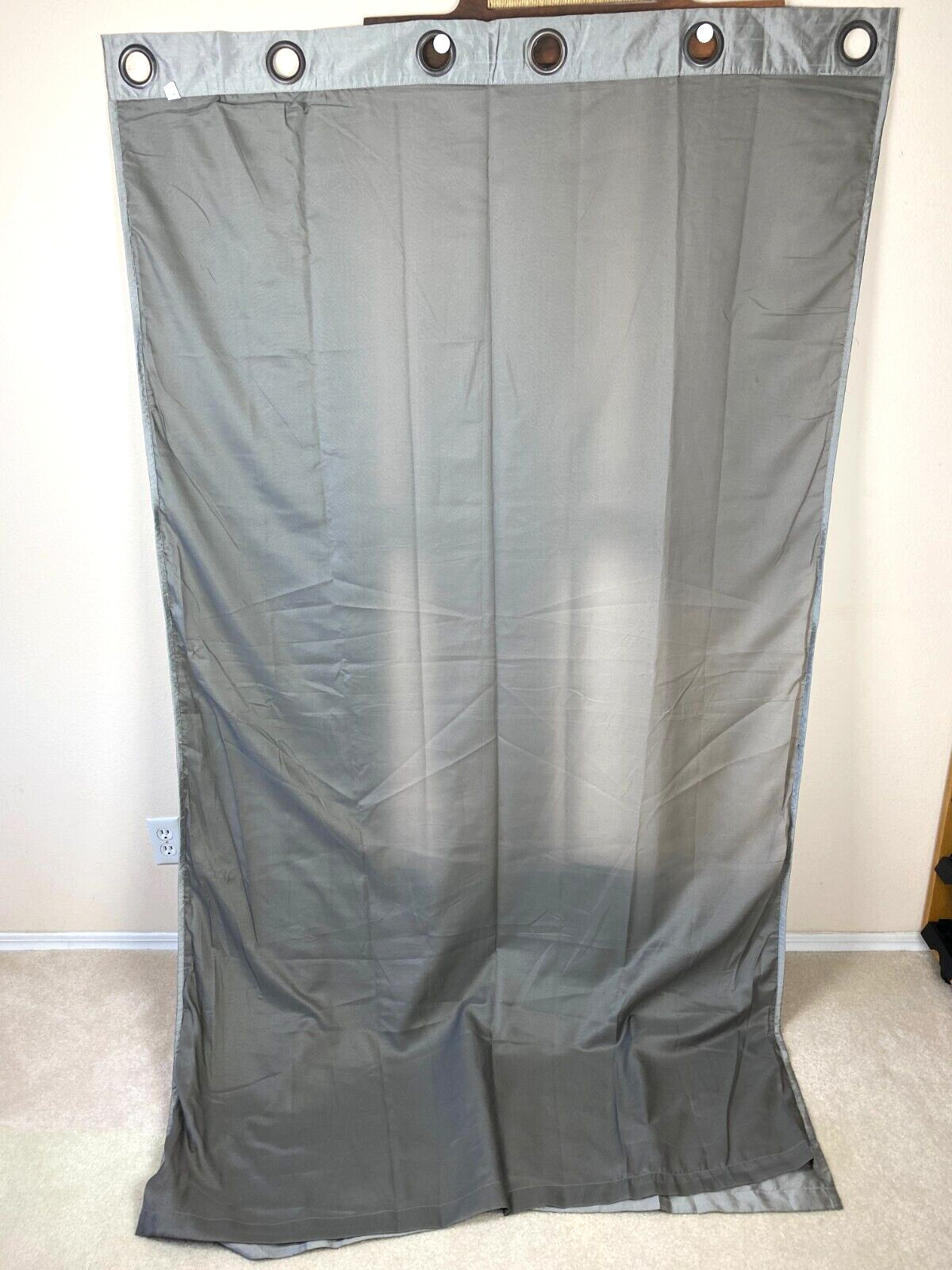 World Market Polyester Curtains Silver 2 Lined Curtains 48″ X 84″ Grommets flaws