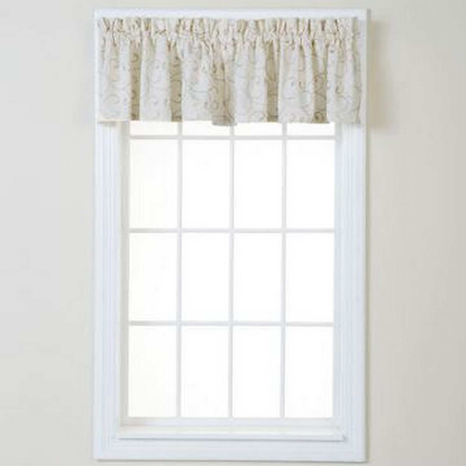 Swirls Fresh Ivory Tailored Window Valance, Modern Design 50″ x 17″- NEW