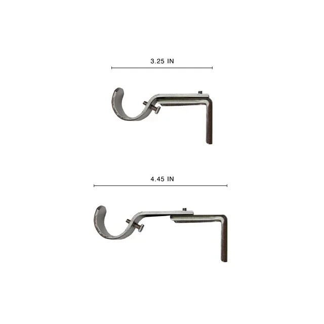 2 PACK 2 PAIR BETER HOMES Adjustable Curtain Rod Brackets PEWTER 3/4″-1″ B375