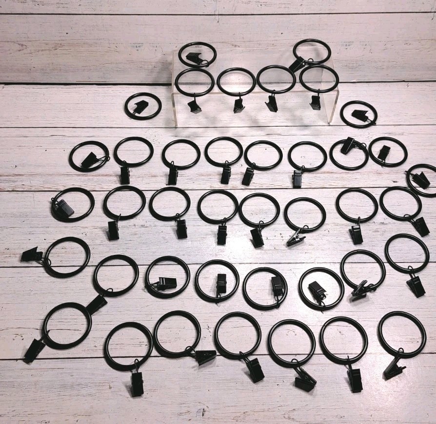 38 Pack Curtain Rings with Clips 1.26″ Interior Diameter,Metal Drapery Ring with