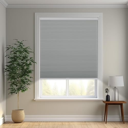 Cordless Cellular Shades, Blackout Honeycomb Shades 33″W x 72″H Blackout-grey