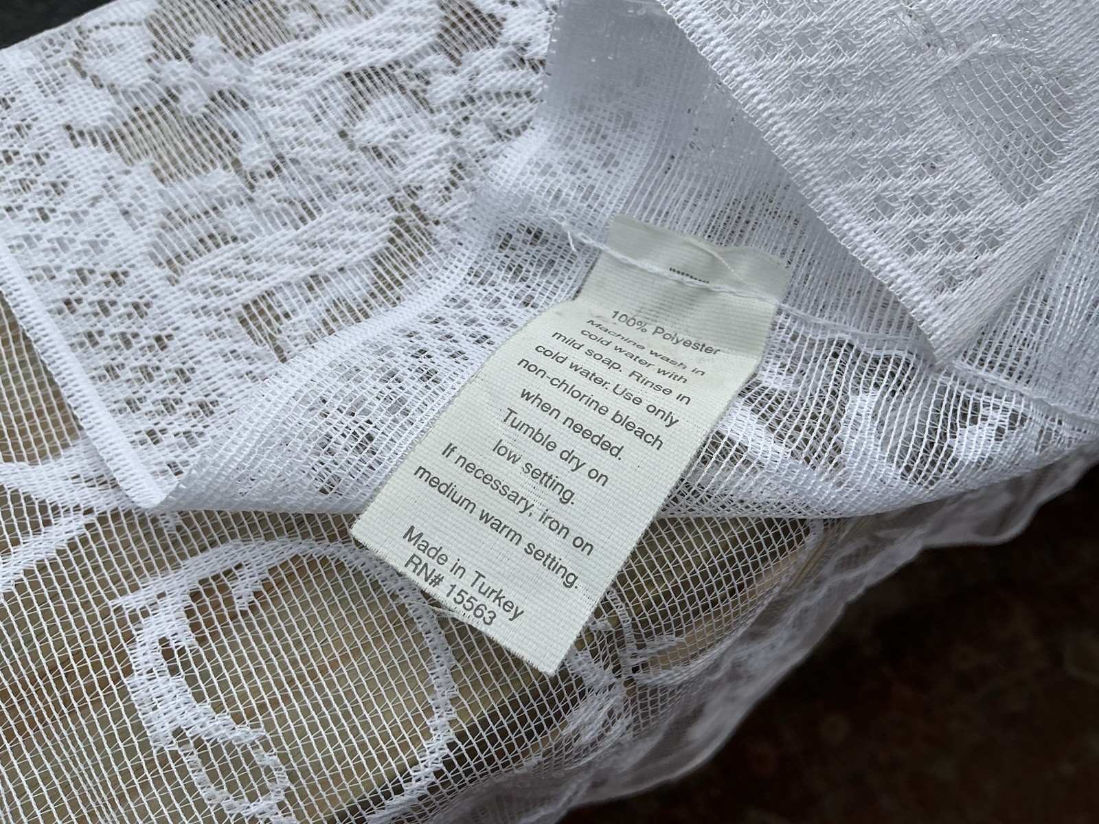 Vintage White Lace Window Swag Valance Ivy Floral 2 Panels Each 54” W x 70″L A41