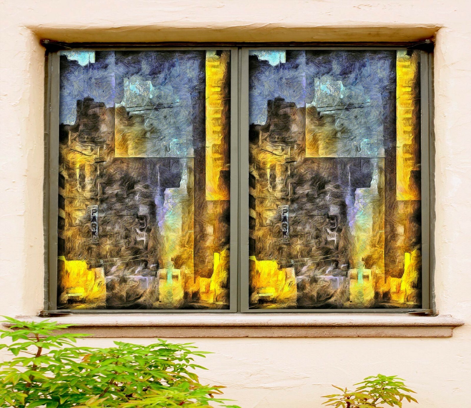 3D Golden Pattern ZHU981 Window Film Print Sticker Cling Stained Glass UV Zoe