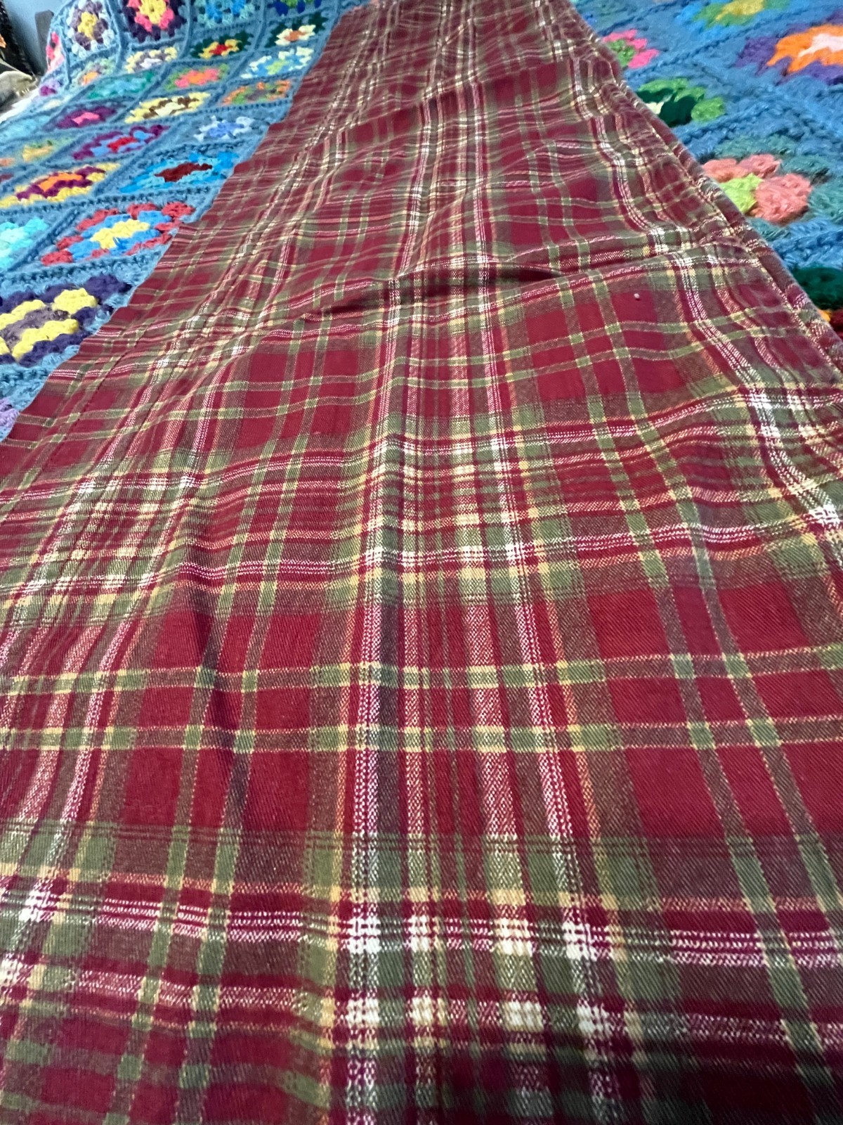Springs Global Valance Dark Red Green Gold Plaid Cotton 13×60