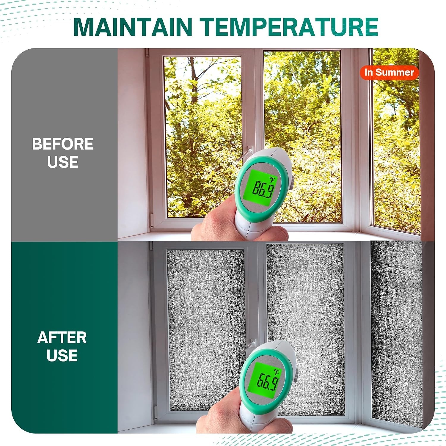 All-Season Reflective Window Insulation 24×10 ft – Blocks Heat & Cold