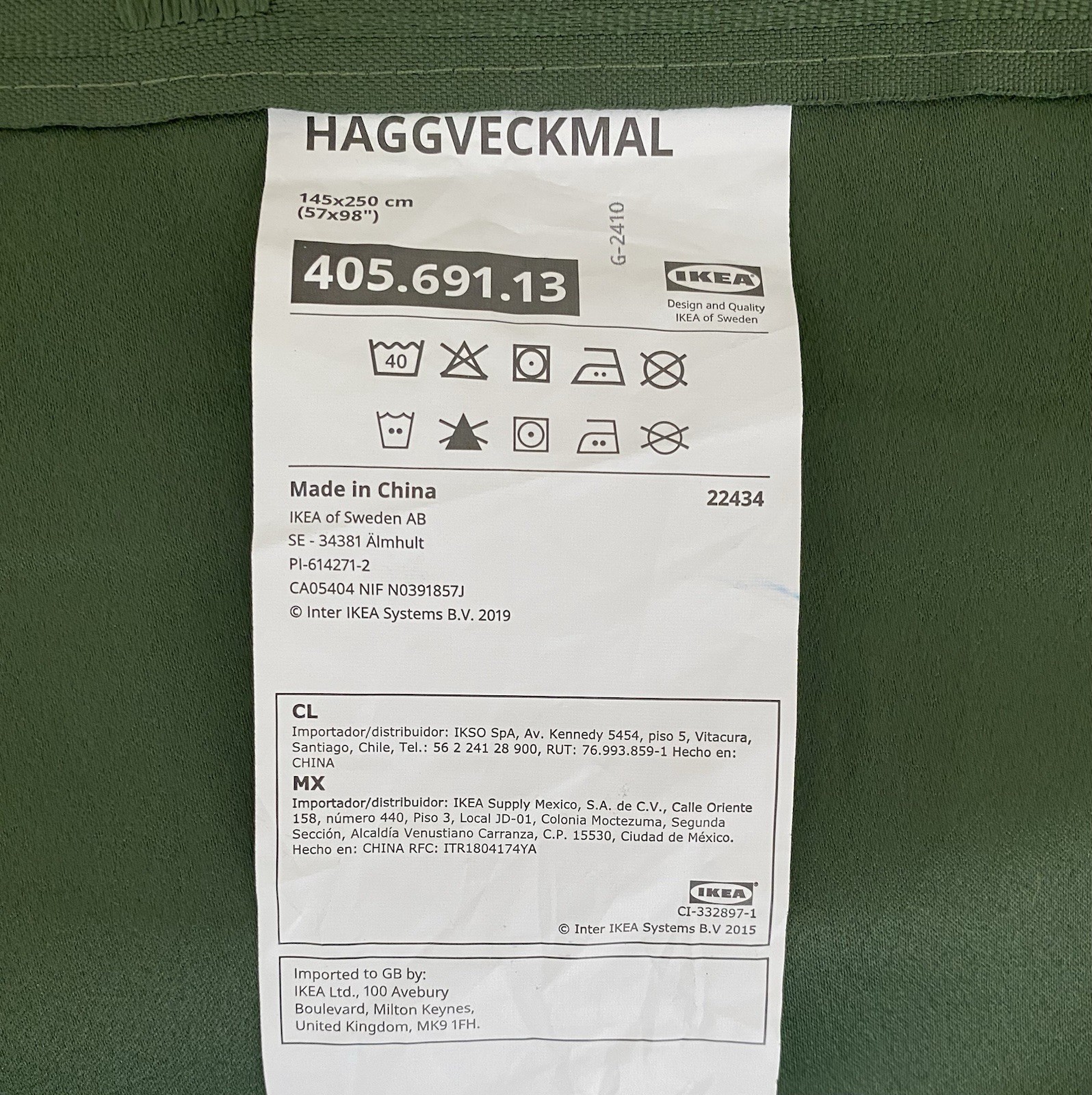 Ikea HAGGVECKMAL Dark Green Tartan Plaid Drapes 98” 2 Panels Curtains