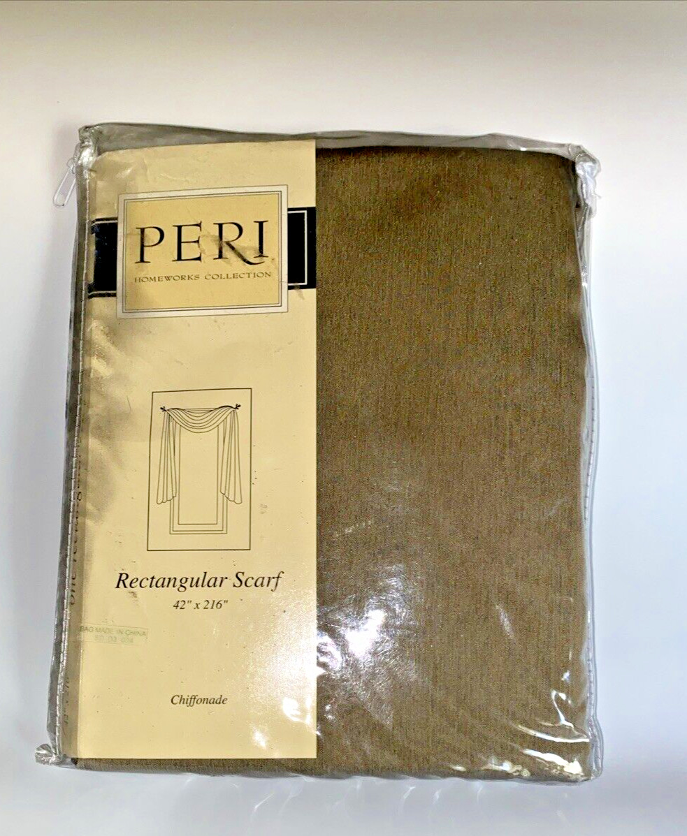 Peri Homeworks Collection. Rectangular Scarf Curtain 42×216 Chiffonade Taupe NEW