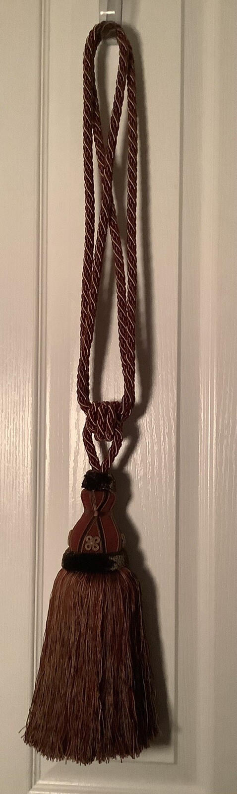 Single Traditional Large Beige Green Burgundy 12” Tassel Rope Curtain Tie Back