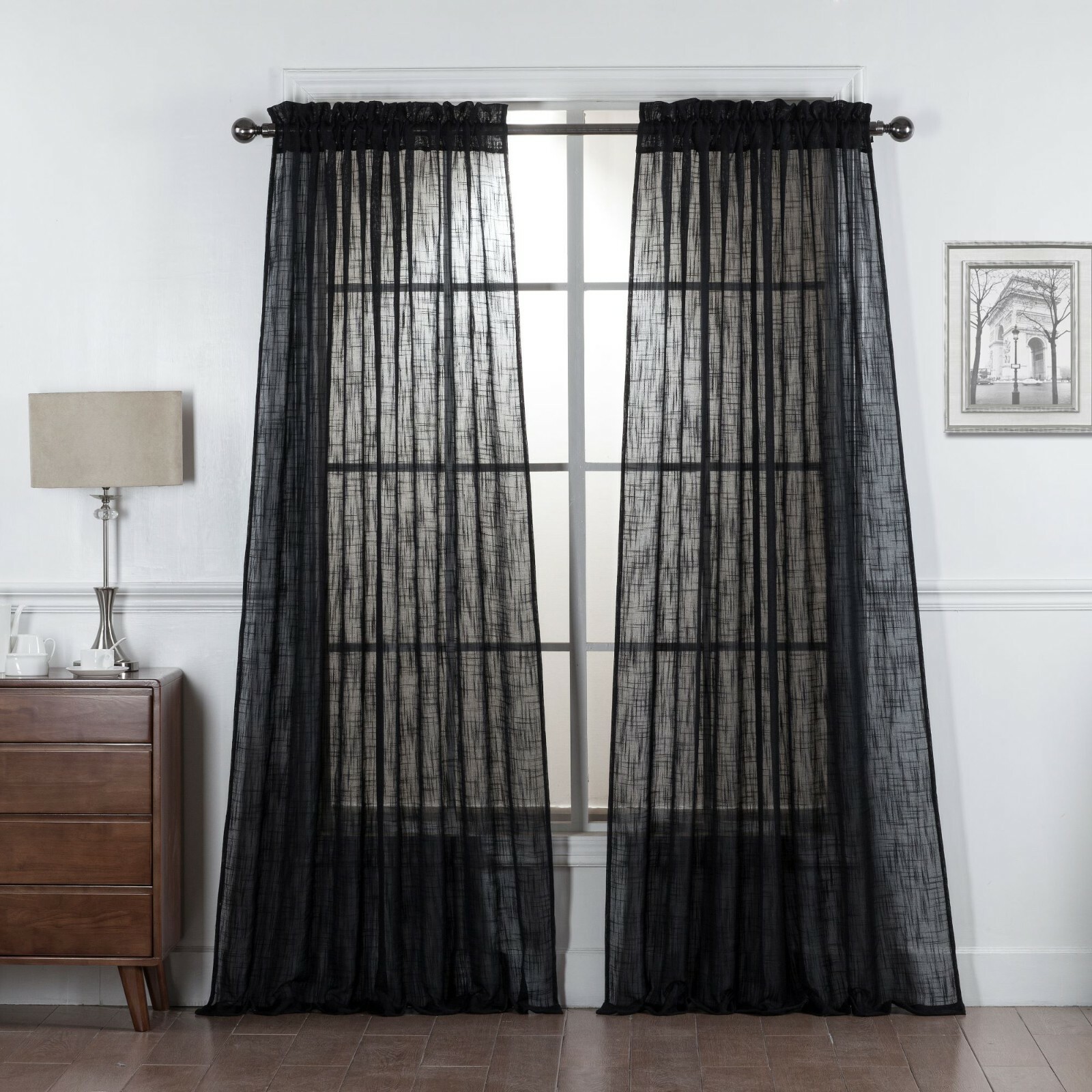2 Piece Linen Textured Window Treatment Tiers/Curtains panels Drapes Set