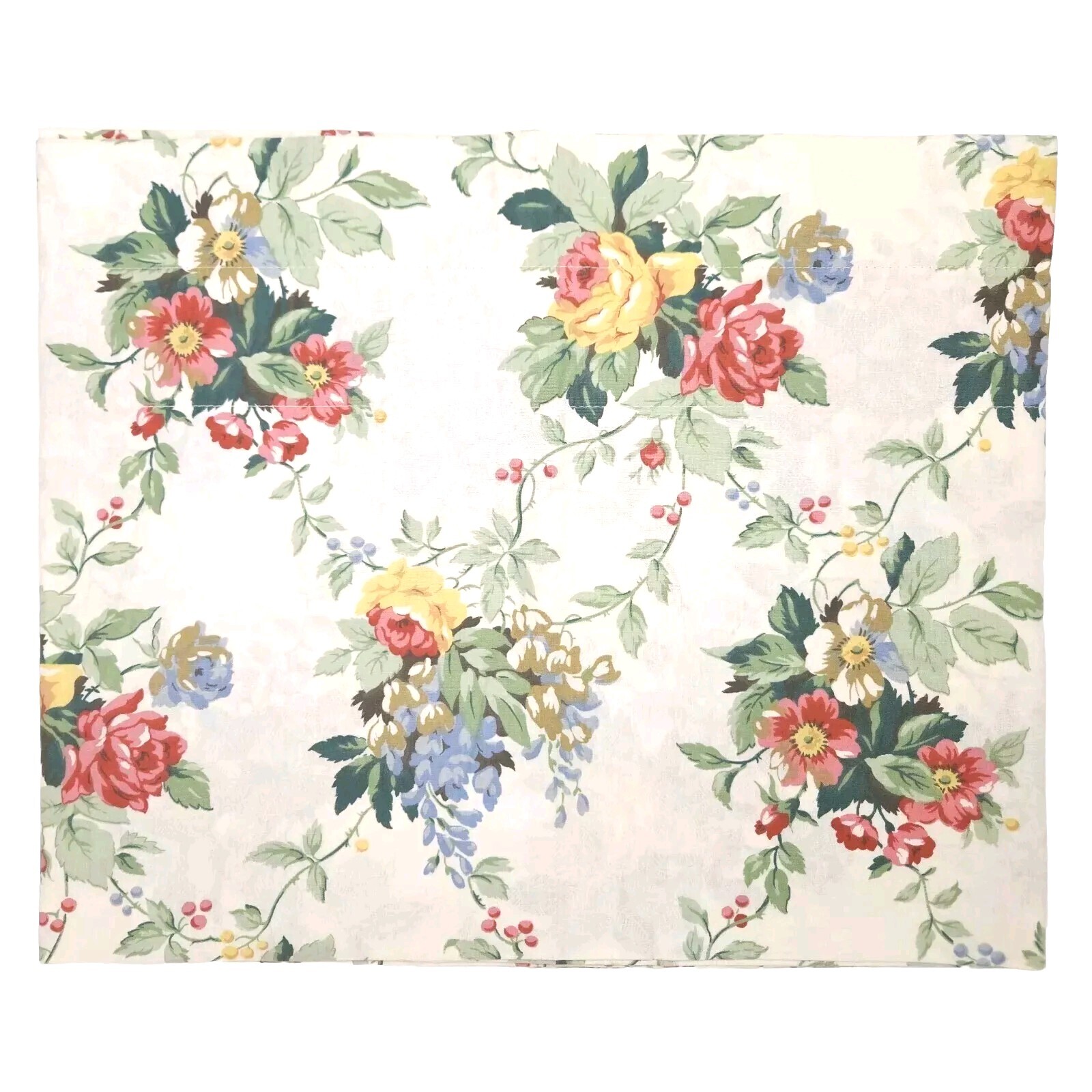 VTG Croscill Valance Curtain Floral Lined Shabby Cottage Romantic 88×18 2pcs USA