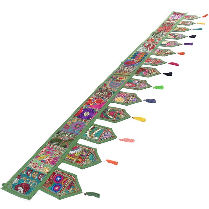 2 Meter Indian Green Handmade Patchwork Wall Toran Hanging Home Door Decorative