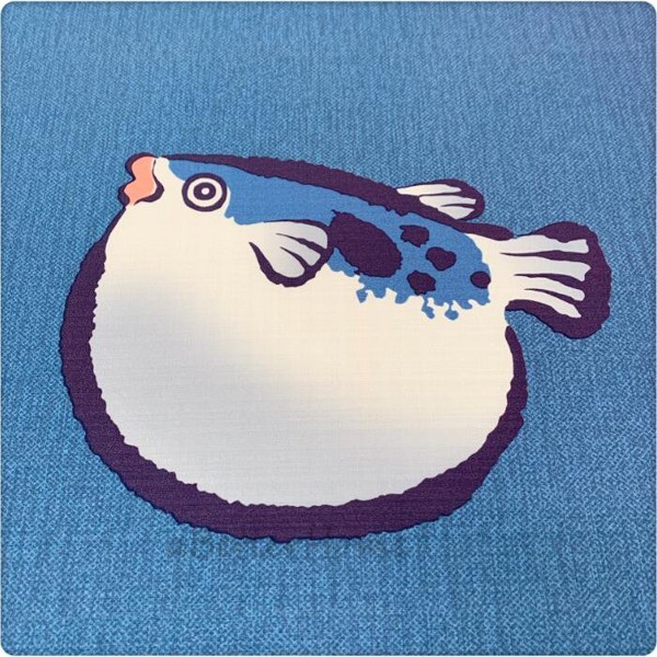Indigo Blue Japanese Noren Fugu Puffer Fish Door Curtain Split Panel Divider Dec