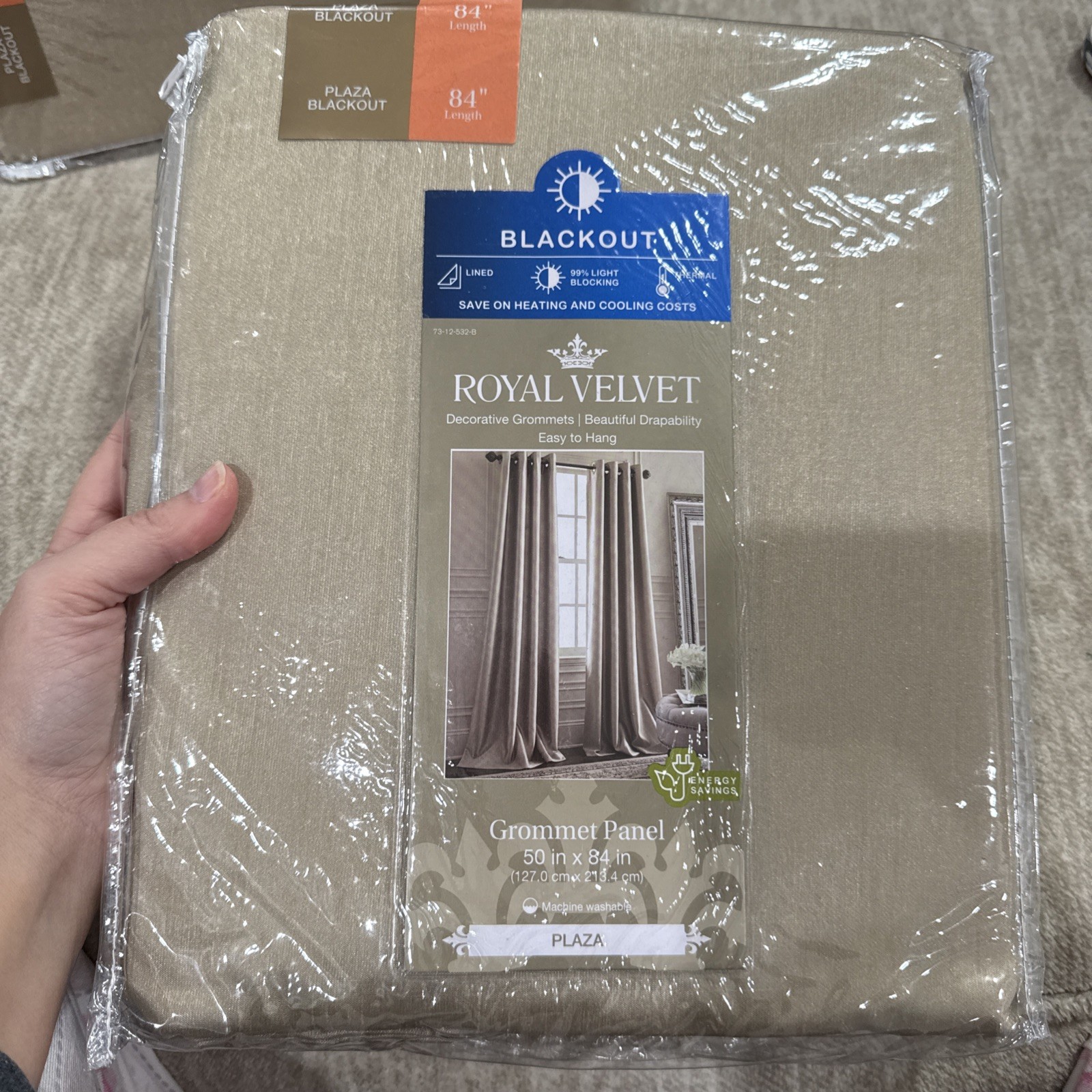 Royal Velvet Blackout Grommet Plaza Panel curtain size 50in X 84in