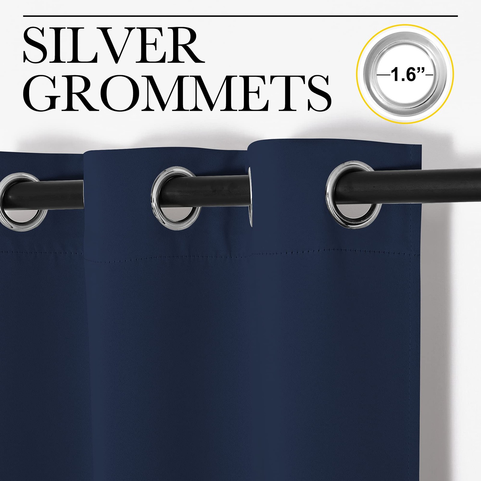 Blackout Curtain Panel, Navy Blue, 55 inches Wide by 78 inches Long, 1 PC, Li…