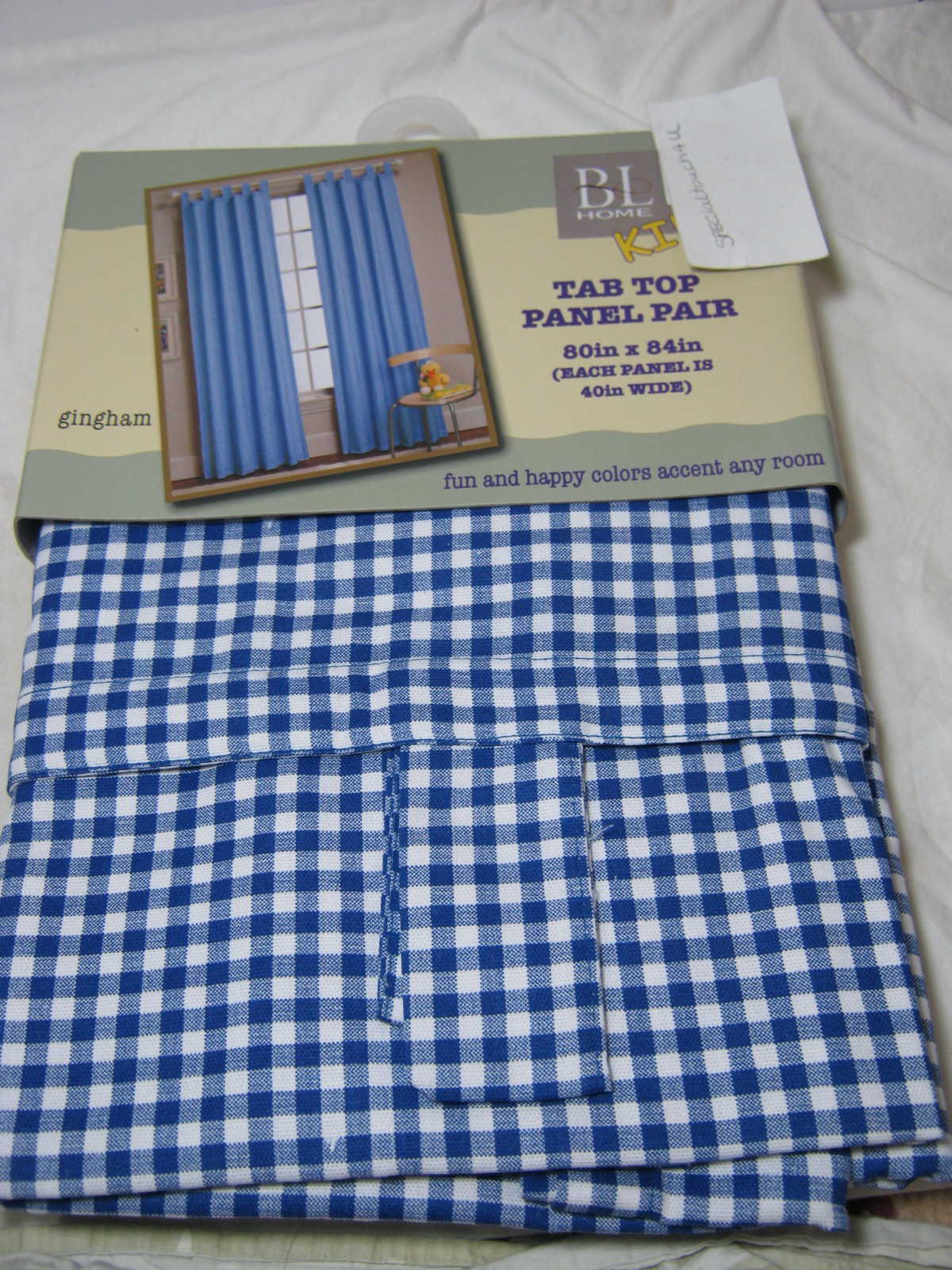 BL Home Kids Navy Blue & White Gingham Tab Top Panel Pair Window Panels 80″x84″