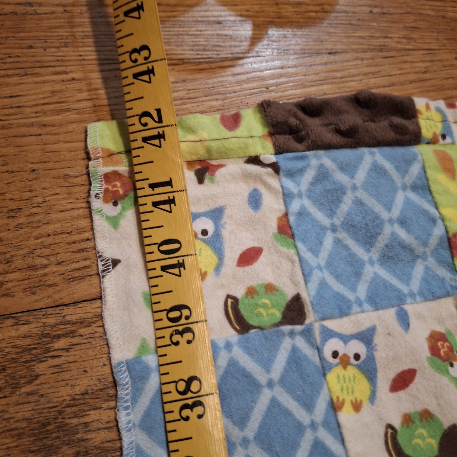 Homemade Curtain Panels 40W X 42L Patchwork Owls Blue Brown Set Of 4 Panels