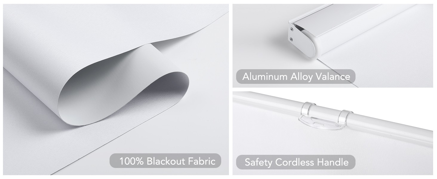 Roller Window Shades Free-Stop Cordless Blackout Blinds, Thermal Insulated Pull