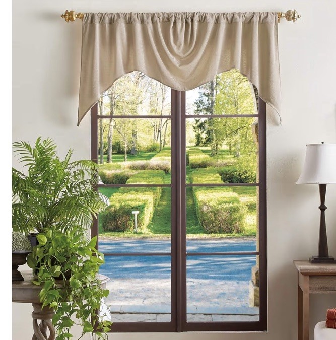 Martha Stewart Naples Chenille Solid Window Curtain Valance, Natural Sz 72×28