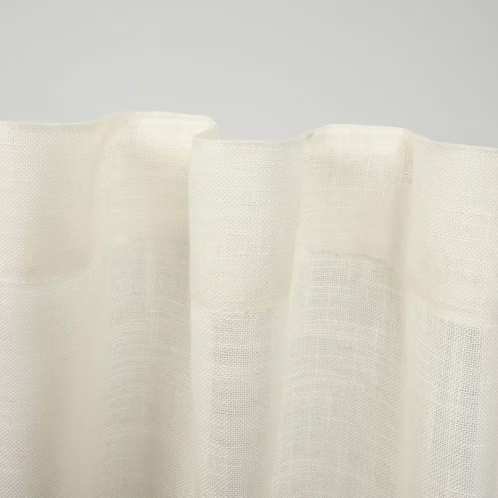 Bella Ivory Solid Sheer Hidden Tab / Rod Pocket Curtain, 54 In. W X 96 In. L (Se