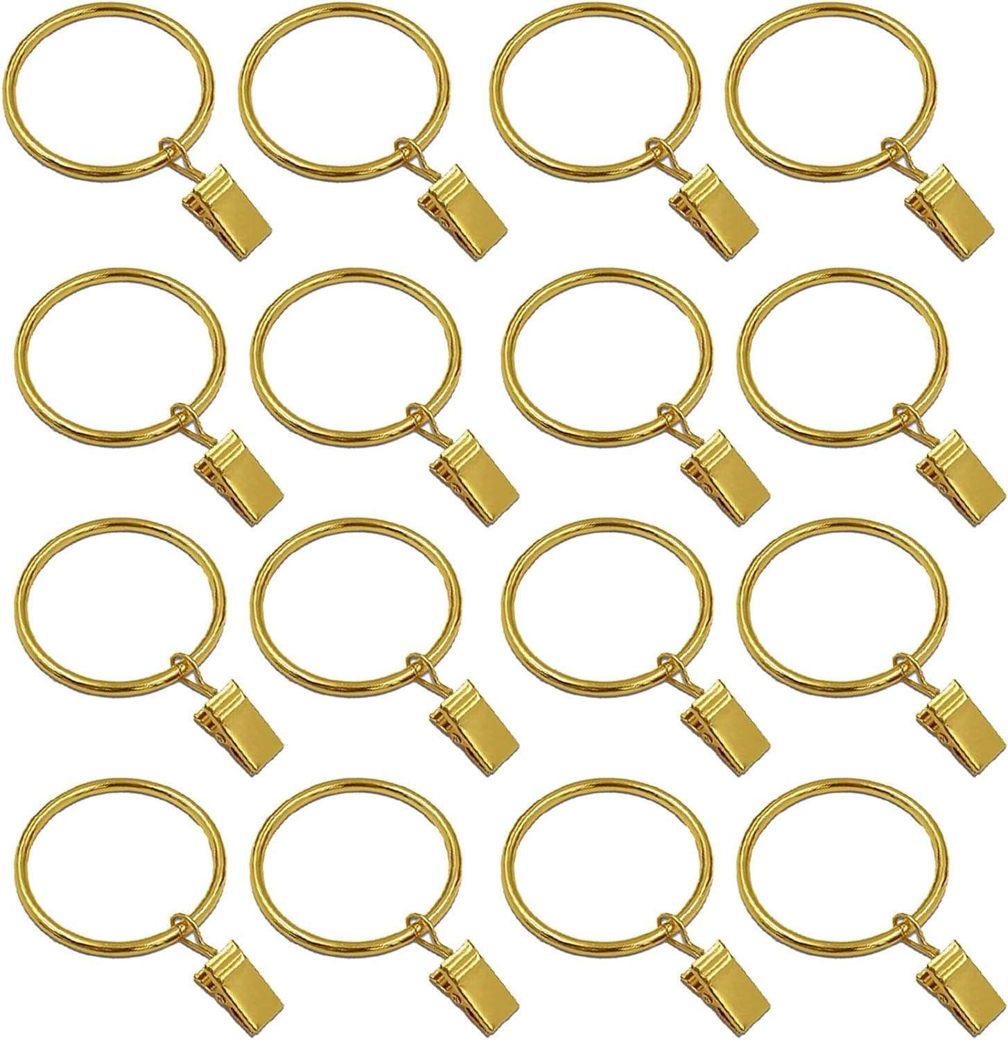 16 Pack Curtain Rings with Clips, Window Clip Rings Black Curtain Hooks Hangers
