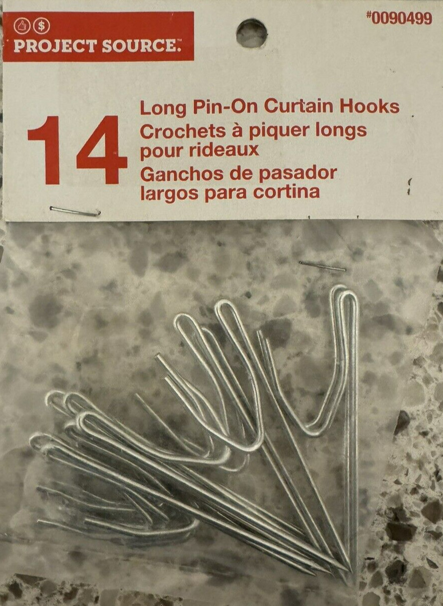 Package of 14 Project Source 3-inch Long Pin-On Curtain Hooks – 0090499 – NEW