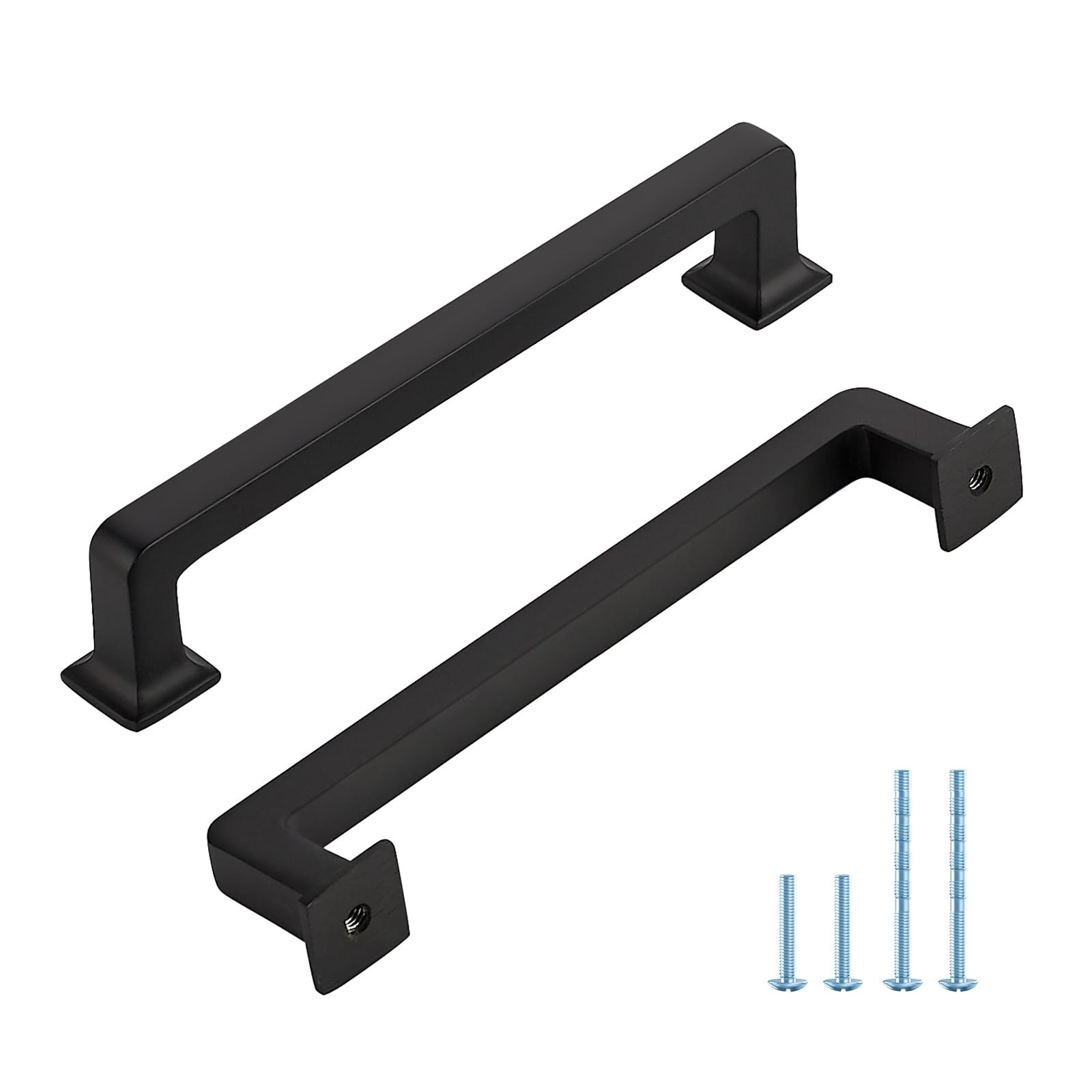 Matte Black Cabinet Pulls Drawer Handles, 5 Inch CC (128mm), 5 Pack | Solid B…