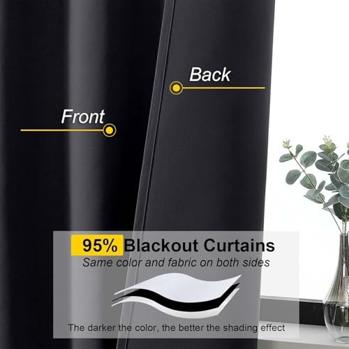 Cafe Curtains Tier 36 Inch Length 2 Panels, Short 30″W x 36″L (Pack of 2) Black