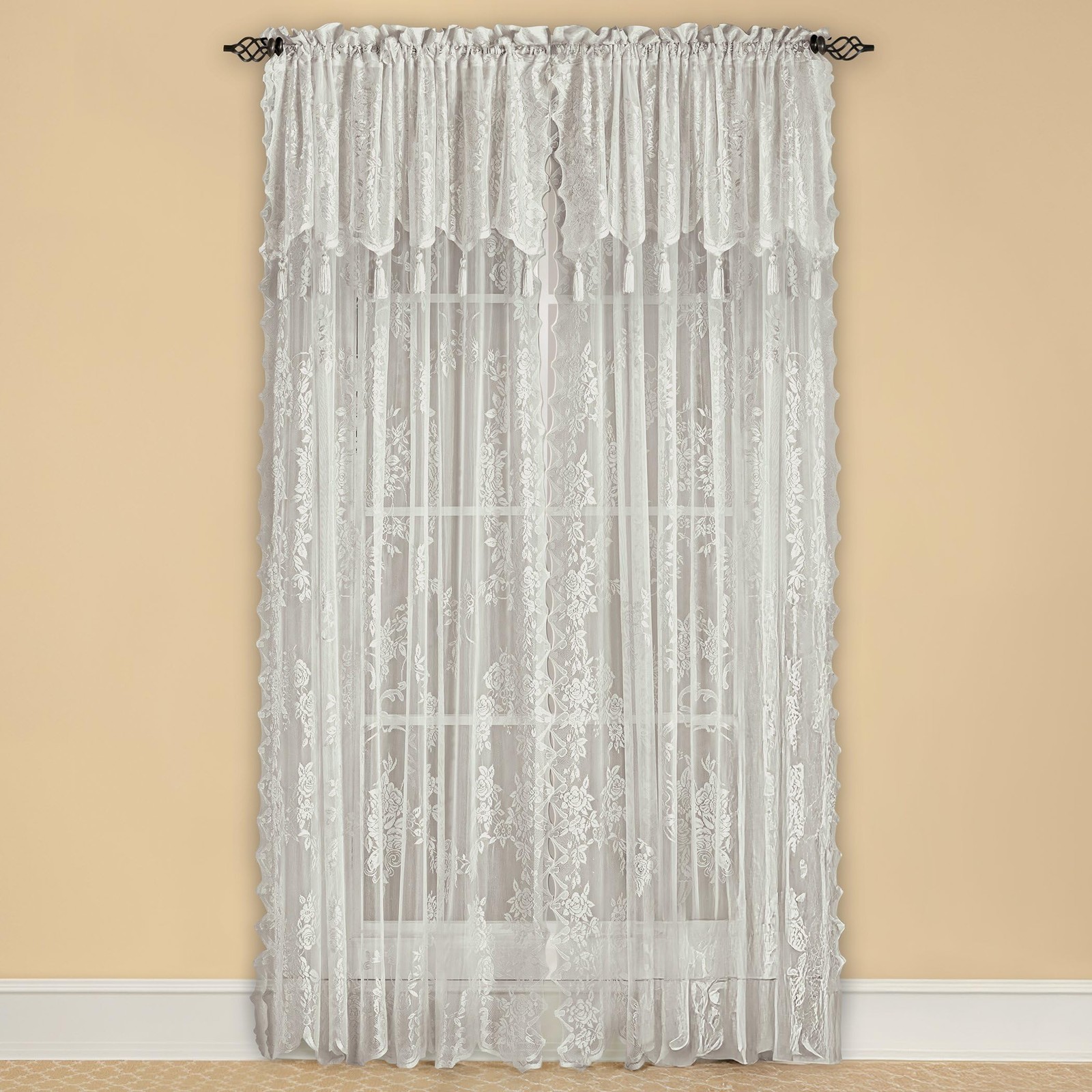 Stylemaster Home Products Carly Lace Panel with Attached Valance, 56″ X 84″, …
