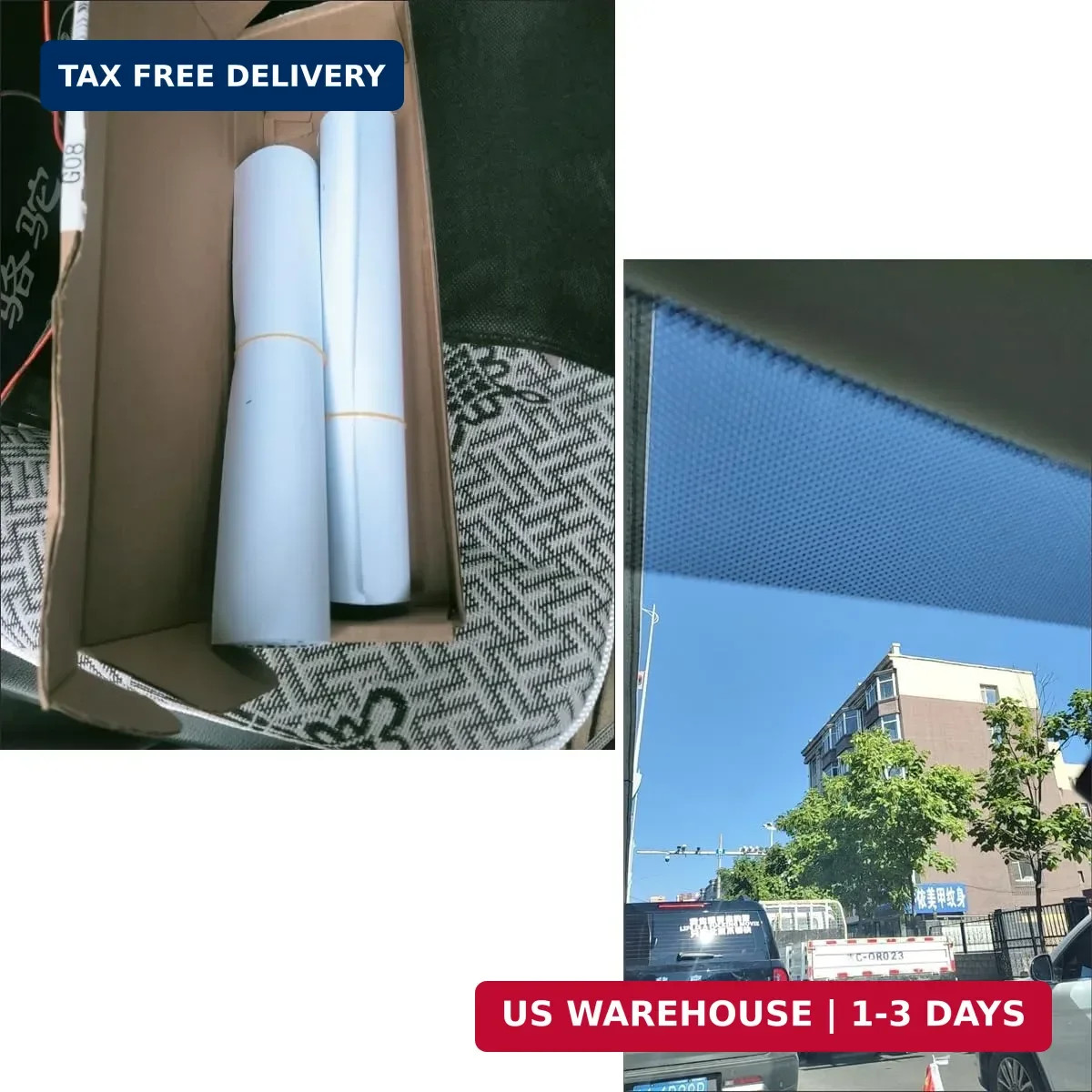 2 Pack Car Windshield Sunshade Vinyl Sticker One-Way Perforated Windshield Tint