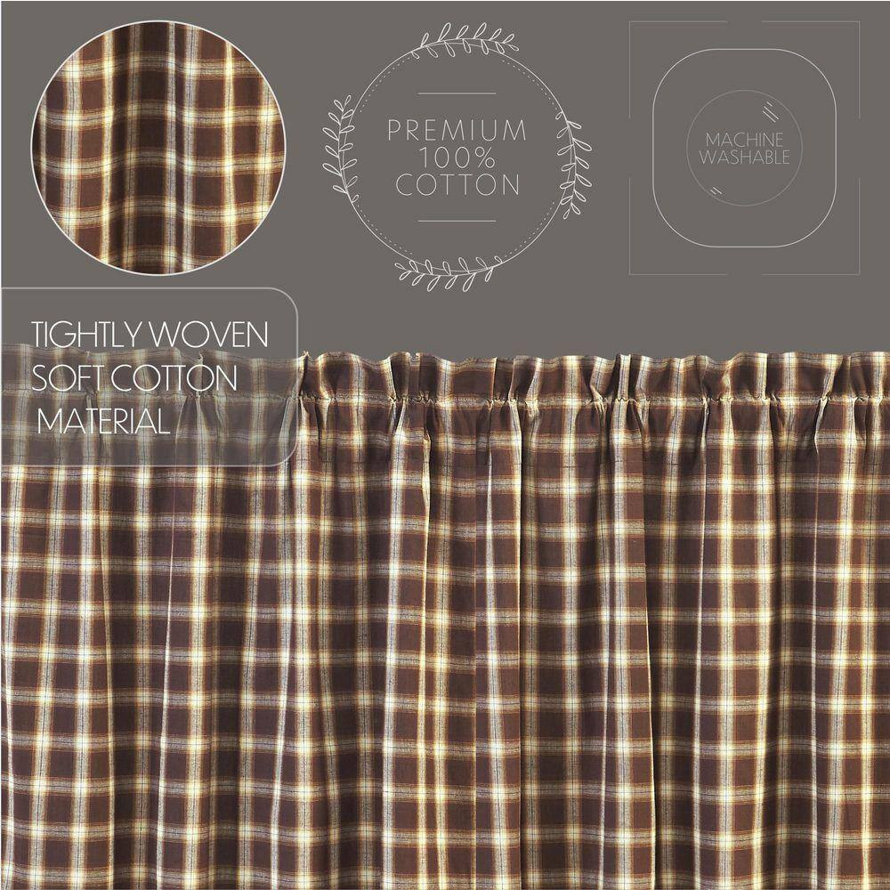 Rory Brown Creme Cotton 40 In. W X 84 In. L Light Filtering Curtain Double Panel