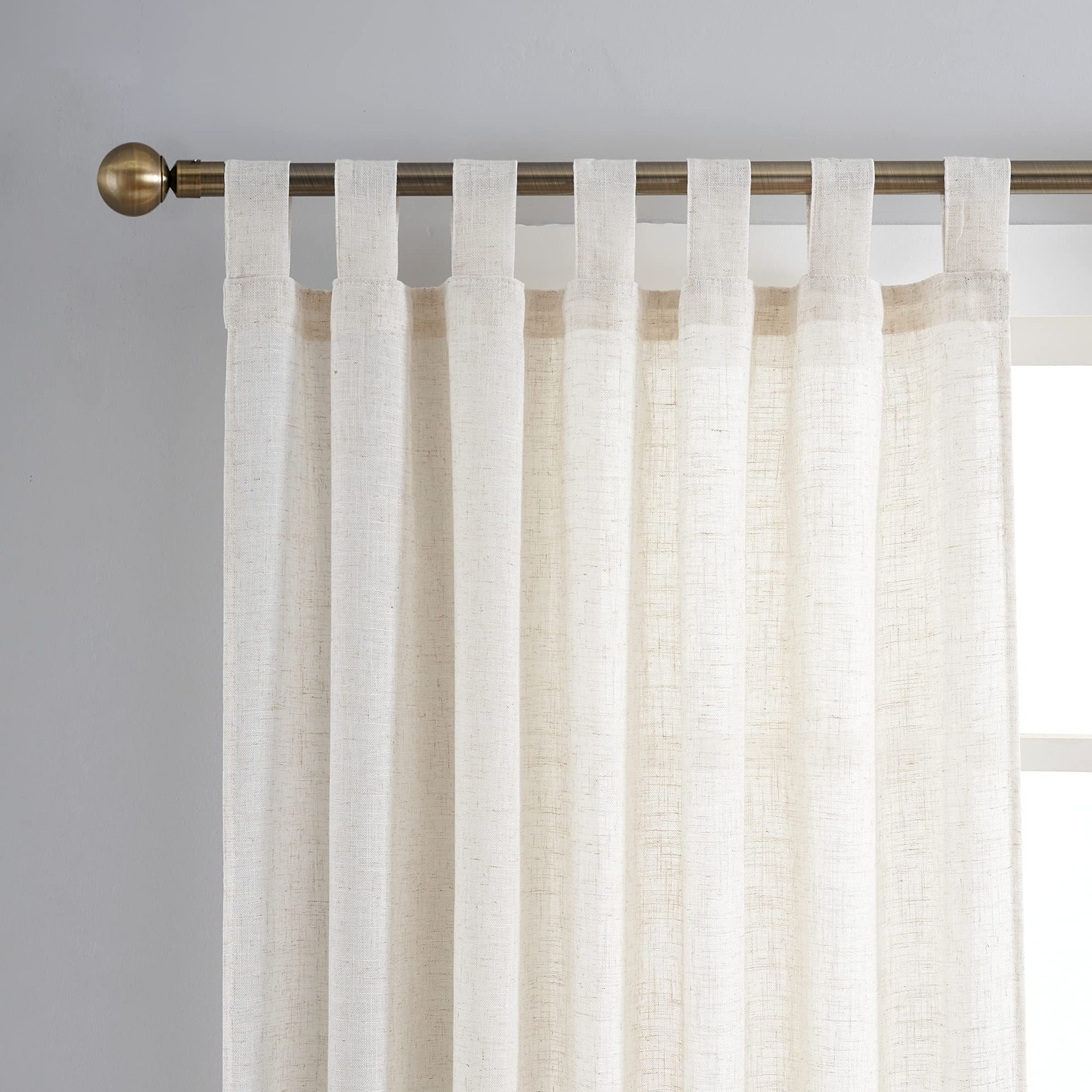 VOILYBIRD Natural Linen Semi Sheer Curtains Tab Top Light Filtering Elegant
