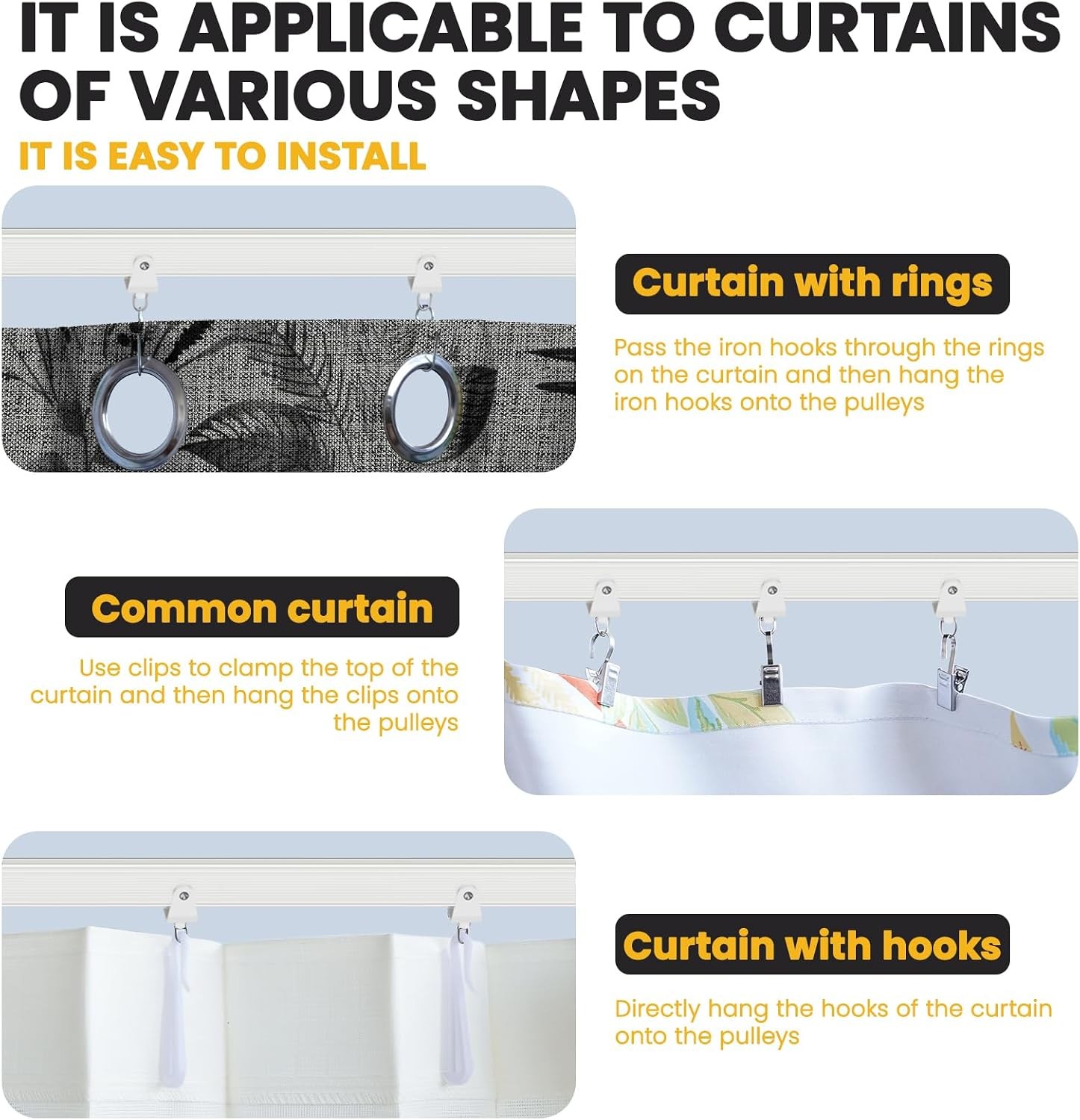 Flexible Ceiling Curtain Track Ceiling Mount, Curved Curtain Rod, Sliding
