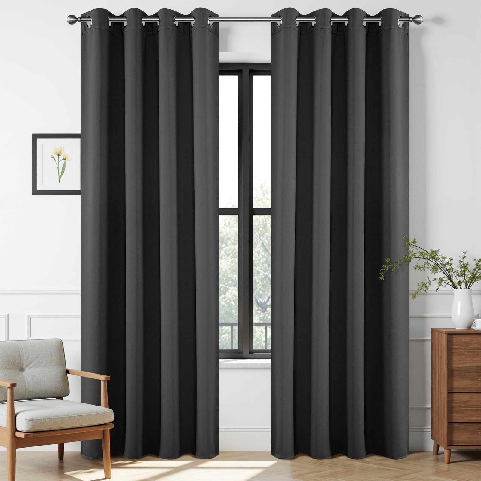 Extra Long Curtains, Blackout Curtains 108 Inches Long 2 Panels Set, 108 Inch…