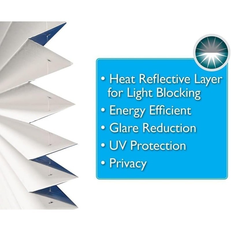 Cordless Pleated Shade Easy Install Energy Efficient Light Control No Tools New