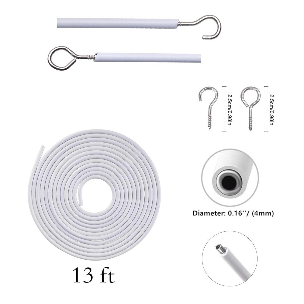 Plastic Coated Steel Cable Wire for Hanging Pictures Curtains with Screw Eyes
