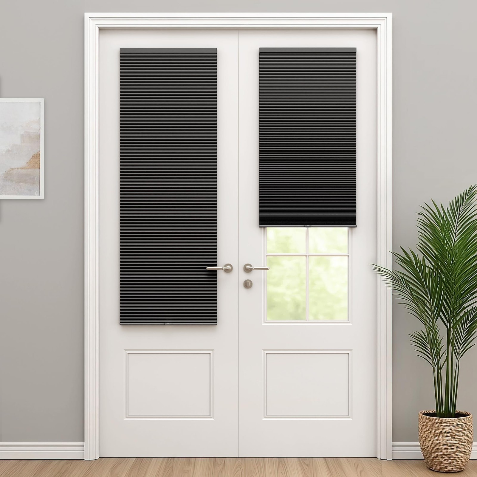 No Drill Cordless Cellular Shades for Doors, 12″ W x 40″ H, Black – Easy Install