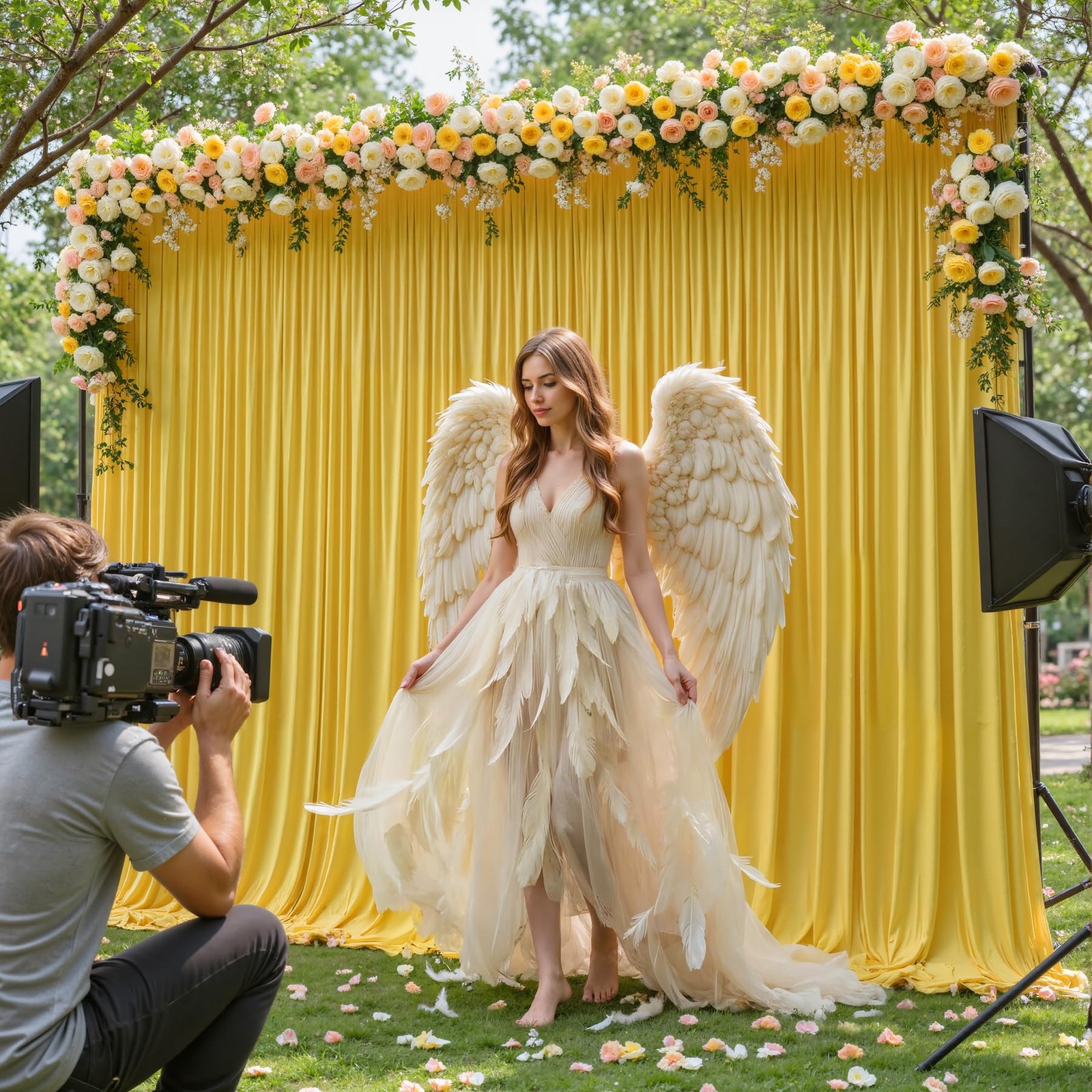 40x10ft Yellow Backdrop Curtains for Wedding W5 x H10′(8 Panels),